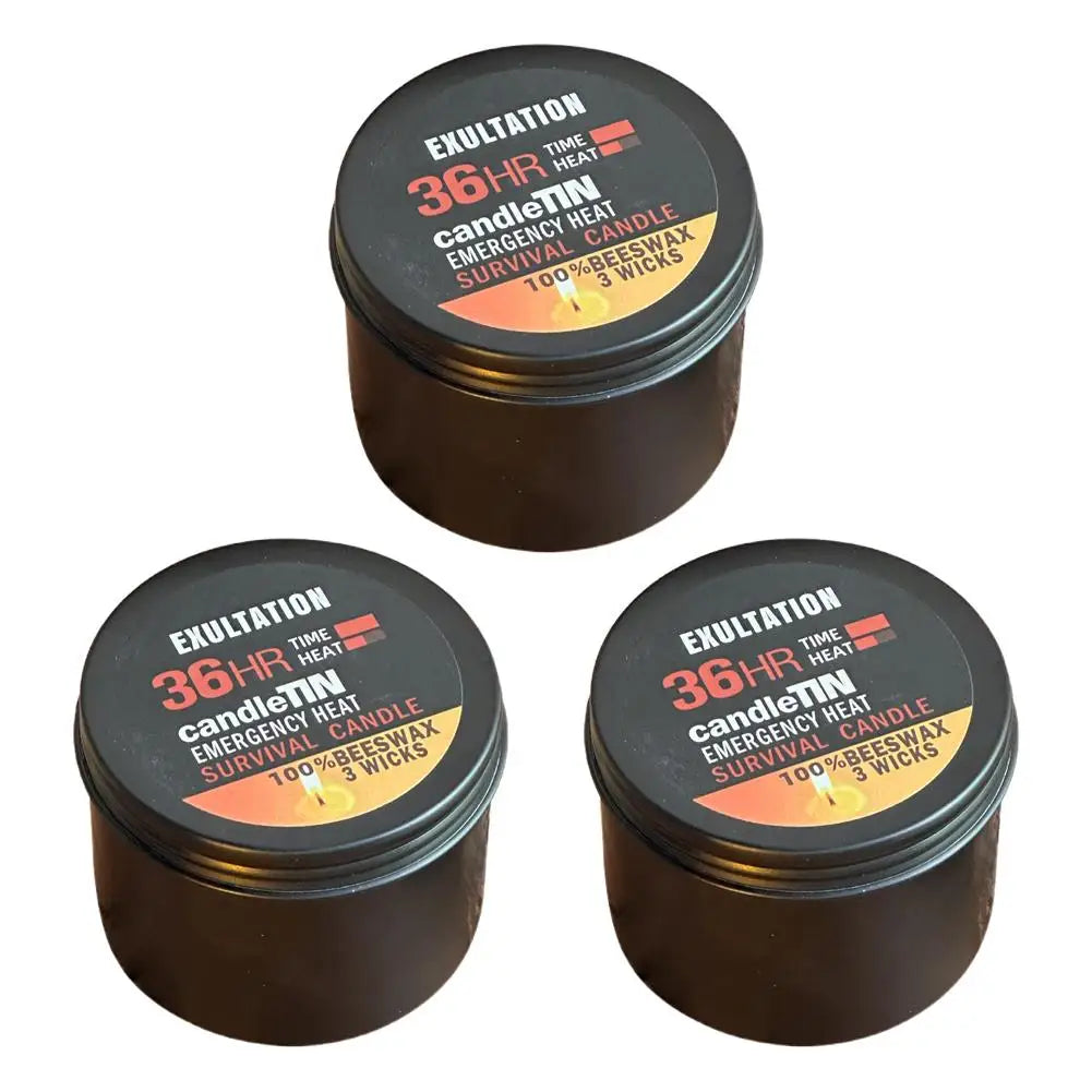 Noodkaars – 36 Uur Brandtijd – 3-Pits Bijenwas Kaars | Langdurig, Met Aroma | Ideaal voor Thuis, Camping & Survival